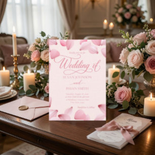 Elegant Pink Rose Petals Photo Wedding Invitation