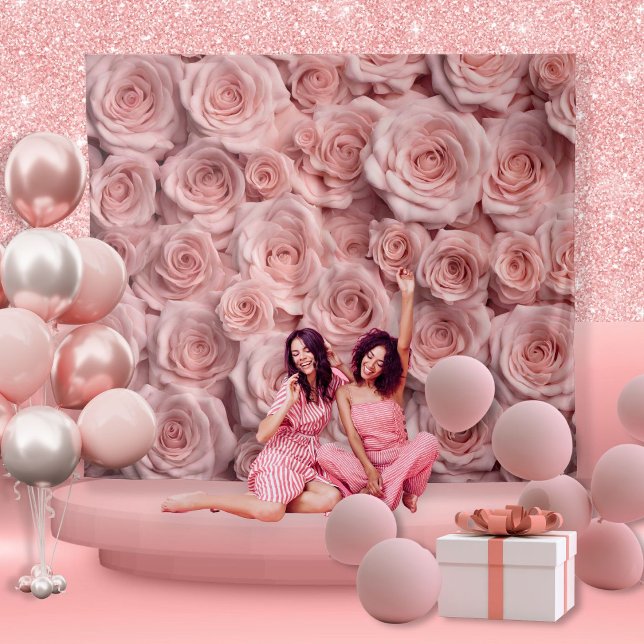 Elegant Pink Rose Photo Booth Photo Prop Backdrop Tapestry (Creator Uploaded)