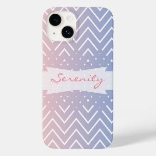 Elegant Pink rose quartz Blue pastel Chevron Name Case-Mate iPhone 14 Case