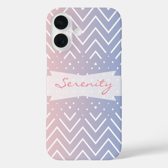 Elegant Pink rose quartz Blue pastel Chevron Name Case-Mate iPhone Case (Back)