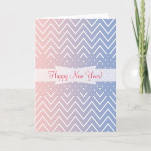 Elegant Pink rose quartz Blue pastel Chevron Text Holiday Card