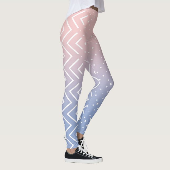 Elegant Pink rose quartz Blue pastel Cute Chevron Leggings (Right)