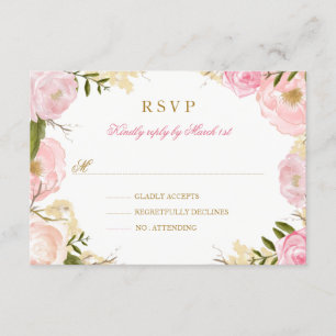 Elegant Pink Rose Quinceanera RSVP
