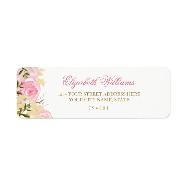 Elegant Pink Rose Return Address Label (Front)