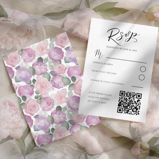 Elegant Pink Rose RSVP Wedding Card (Creator Uploaded)