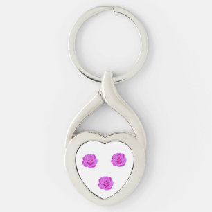 Elegant Pink Rose Stained Glass Keychain