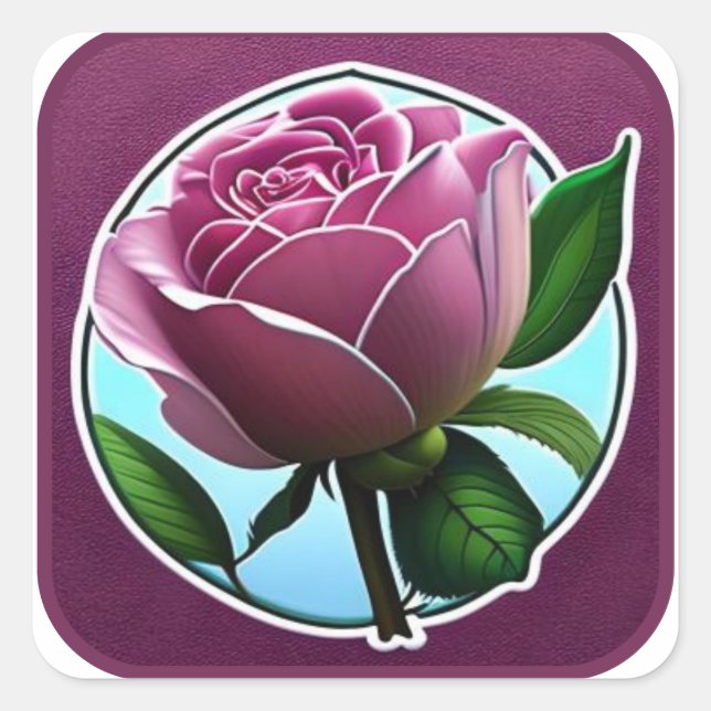 Elegant Pink Rose Sticker for Gifts, Laptops, and  (Front)