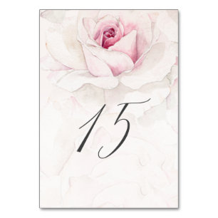 Elegant Pink Rose Watercolor Floral No 15 Wedding Table Number