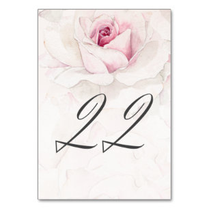 Elegant Pink Rose Watercolor Floral No 22 Wedding Table Number