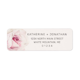 Elegant Pink Rose Watercolor Floral Return Address