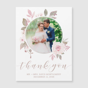 Elegant Pink Rose Watercolor Floral Wedding Photo
