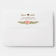 Elegant Pink Rose Wedding 5x7 Envelope