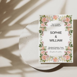 🌸 Elegant Pink Rose Wedding: A Timeless Romance Invitation