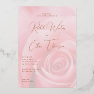 Elegant Pink Rose Wedding Invitation