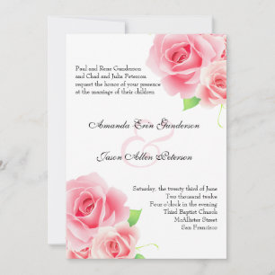 Elegant Pink Rose Wedding Invitation