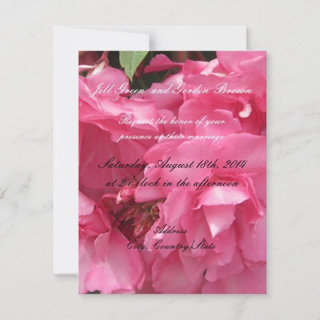 Elegant Pink Rose Wedding Invitation (Front)