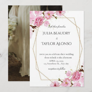 Elegant Pink Rose Wedding Invite