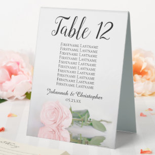 Elegant Pink Rose Wedding Number Seating Chart
