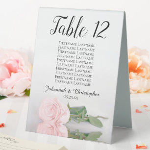 Elegant Pink Rose Wedding Number Seating Chart