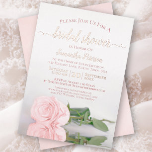 Elegant Pink Rose with Rose Gold Bridal Shower