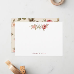 Elegant Pink Roses - Add Name/Monogram Card