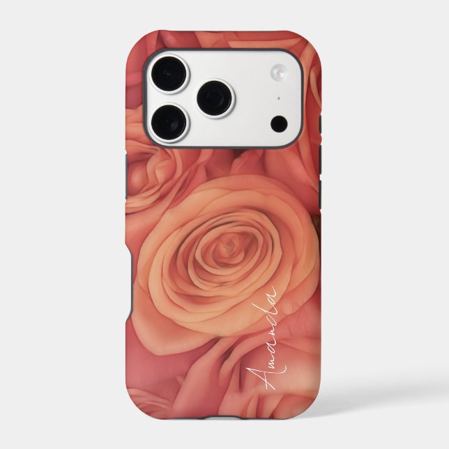 elegant pink roses add text or monogram  (Back)