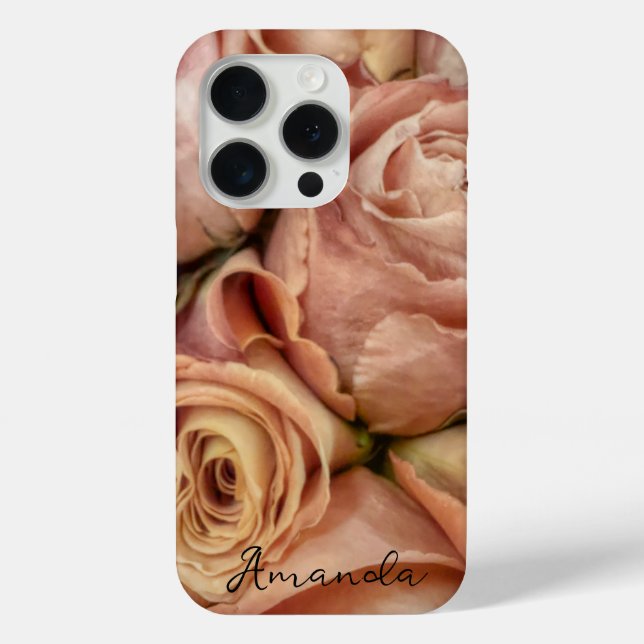 elegant pink roses add text or monogram  Case-Mate iPhone case (Back)
