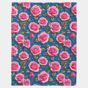 🌸 Elegant Pink Roses Blooming Floral Softness ✨ Fleece Blanket