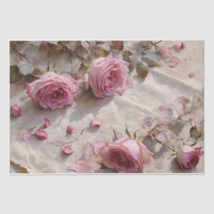 Elegant Pink Roses Decoupage Tissue Paper