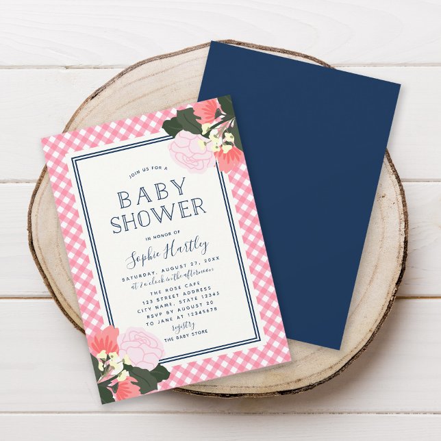 Elegant Pink Roses Floral Baby Shower Invitation (Creator Uploaded)