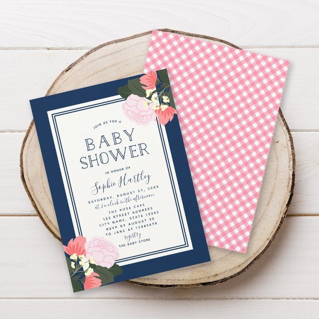 Elegant Pink Roses Floral Baby Shower Invitation (Creator Uploaded)