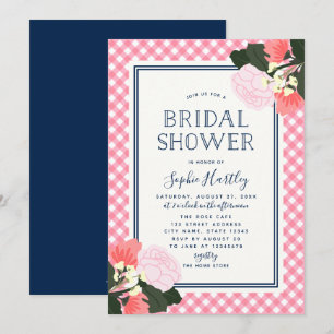 Elegant Pink Roses Floral Bridal Shower Invitation