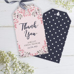 Elegant Pink Roses Floral Bridal Shower Thank You Gift Tags<br><div class="desc">Adorn your favour gifts with a personal touch; this bridal shower gift tag features a border of pink roses, pink leaves and grey leaves with the words "Thank You" against a light pink background. They're perfect for a spring or summer bridal shower. Do take a look at the other Bridal...</div>