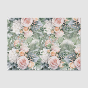 Elegant Pink Roses Floral Decoupage Paper