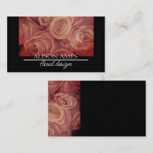 elegant pink roses floral design on black  business card