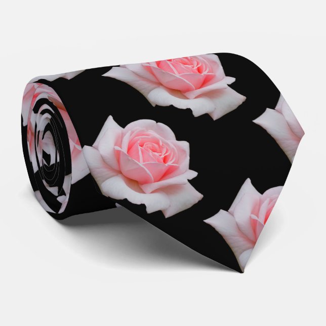 Elegant Pink Roses Floral Tie (Rolled)