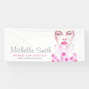 Elegant Pink Roses Floral Watercolor Beauty Salon  Banner