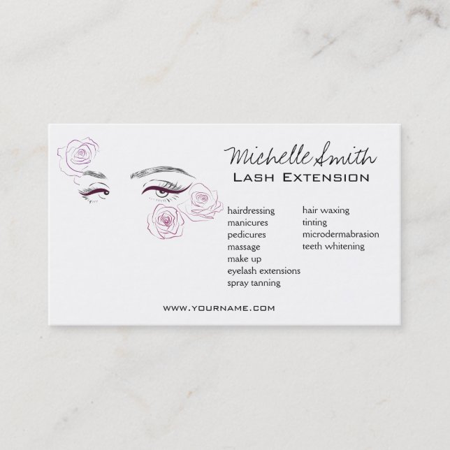 Elegant Pink Roses Floral Watercolor Beauty Salon  Business Card (Front)