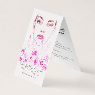 Elegant Pink Roses Floral Watercolor Beauty Salon Business Card