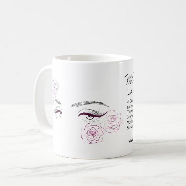 Elegant Pink Roses Floral Watercolor Beauty Salon  Coffee Mug (Front Left)