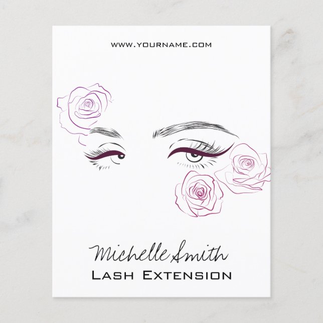 Elegant Pink Roses Floral Watercolor Beauty Salon  Flyer (Front)
