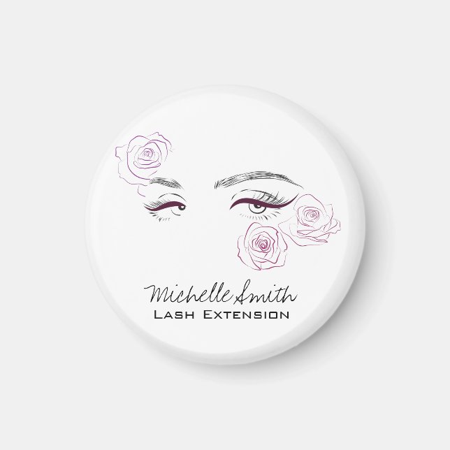 Elegant Pink Roses Floral Watercolor Beauty Salon  Magnet (Front)