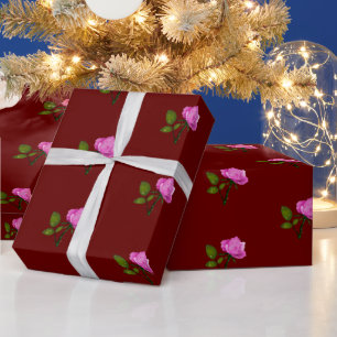 elegant pink  roses floral wrapping paper