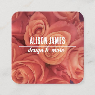 elegant pink roses florist or floral designer  square business card