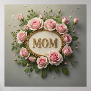 Elegant Pink Roses For Mum on Mother's Day  Poster