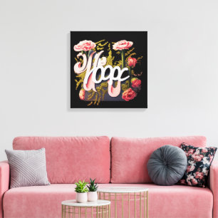 Elegant Pink Roses Hope Typography Canvas Print