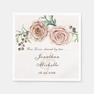 Elegant Pink Roses Inspirational Wedding Napkin