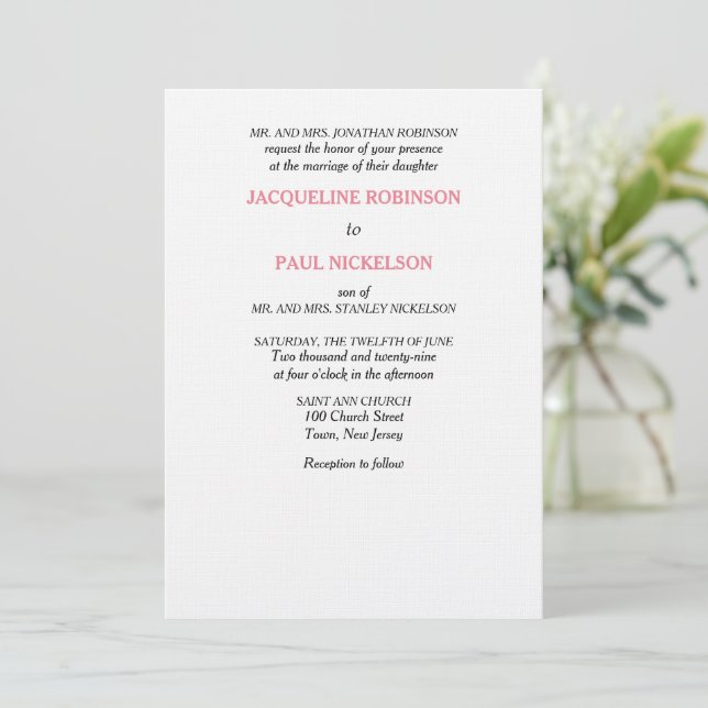 Elegant Pink Roses Love Pink White  Invitation (Standing Front)