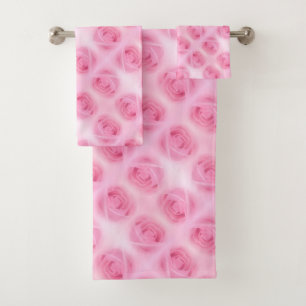 Elegant Pink Roses Modern Floral Flowers Template Bath Towel Set