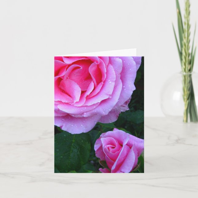 Elegant Pink Roses Note Card (Front)